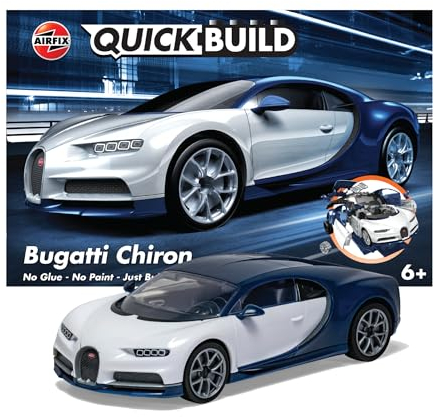 Airfix QUICKBUILD Model Car Kit - Bugatti Chiron Car Building Kit for Kids 6+, Construction Toys for Boys & Girls, No Glue Model Making - Classic Car Gifts Plastic Model Kits