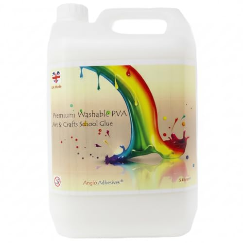 artcraft by anglo 5 Litre PVA Glue for Crafting & Art. White Eco Washable Crafters Glue for Kids Art, School Supplies, DIY Craft Projects & Sticking & Glueing Paper, Cardboard or Collage Art