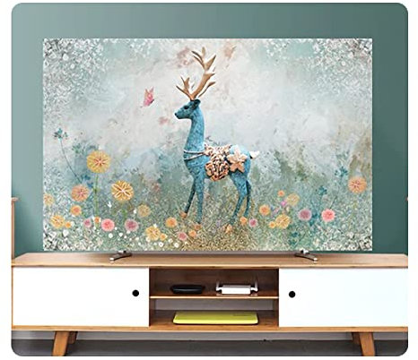 Uvency 85In Hanging Desktop Curved Screen Universal Tv Cover Dust Cover Cloth Indoor Cover Type Tv Screen Protector Bedroom Living Room Decoration Television/A358/85In
