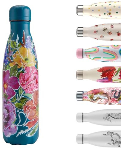Chilly's Water Bottle - Stainless Steel and Reusable - Leak Proof, Sweat Free - Petal Sketch, 500ml