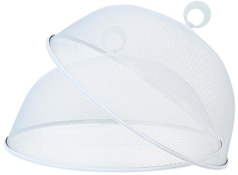 COLLBATH 2 Couvercles Alimentaires en Fer, Bord Lisse, Protection la Poussière pour Garder Les Aliments Propres, Usage Domestique, Blanc