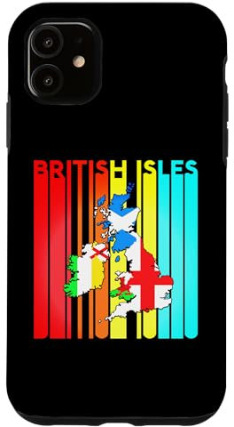 Coque pour iPhone 11 Carte rétro des îles britanniques, mer, Irlande, Écosse, Pays de Galles, Angleterre