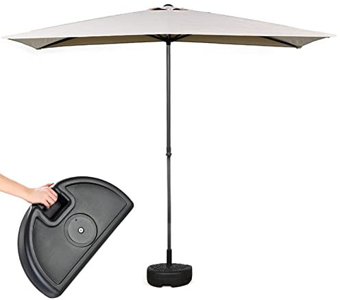 Demi-parasol rectangulaire de 2,4 m avec base réglable en hauteur, fixation murale, 2,5 m