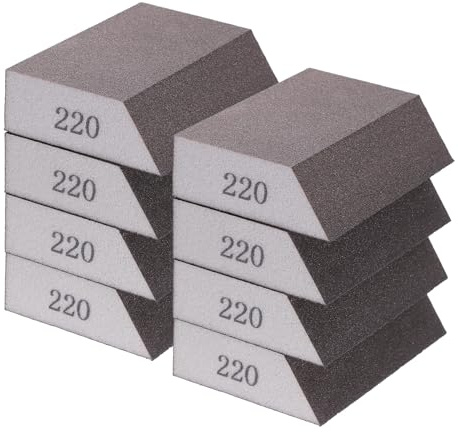 sourcing map 8pcs Sanding Sponge Blocks 220# (1000 Grit) Sanding Sponge with Angled Edge 4x2.8x1, Washable and Reusable Foam Sanding Block for Polishing Kitchen Metal Wood Drywall Home