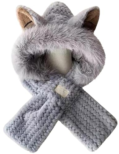 FVPKYUR Set aus Mütze und Schal, Kapuzenschal für Damen, Weiche Mütze Wintermütze, Damen-Pullover-Mütze, Ski-Schneemütze, Halswärmer für Geburtstag, Neujahr