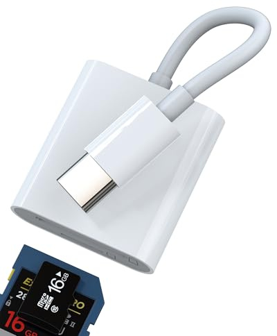 SD Kartenleser USB-C (2 in 1) Micro SD für iPhone 16/15 Pro Max Fotos Kamera Speicher Android MacBook Thunderbolt iPad Kompatibel mit Samsung