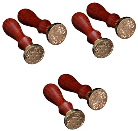 SHINEOFI 6 Sätze Lack wachs stempel Dichtungssatz Papier Punkt Wachssiegel-Stempelset wickeln briefumschläge geldumschläge Siegelstempel Set DIY-Dekorstempel Kupferstempel mit Griff Holz