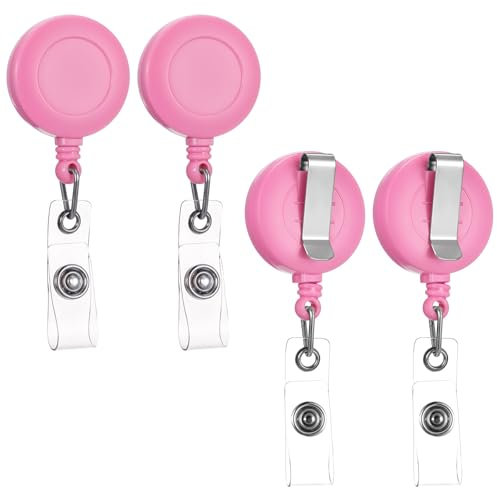 Oruola 4 Stück Schlüssel JoJo,Ausweishalter Jojo,Ausweishalter Ausziehbar Rosa,Schlüsselrolle Rosa,Einziehbarer Schlüsselanhänger, Ausziehbar bis 76cm von Ausweisen,Arbeitserlaubnissen