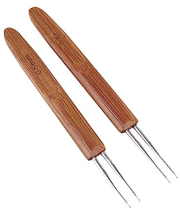 HEALSOPTHY 2pcs Bamboo Crochet Dreadlocks Knitting Hooks Carbonized Bamboo Crochet Knitting Tools for Creative Needles