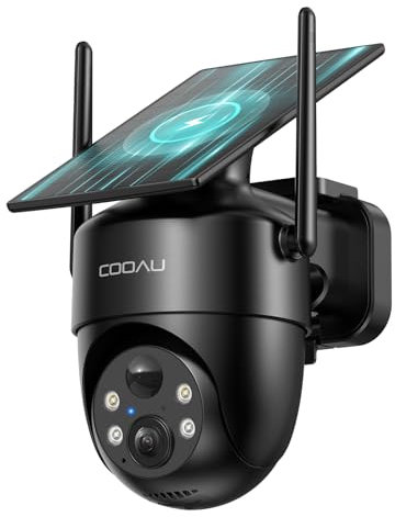 COOAU 2K Telecamera Wi-Fi Esterno Senza Fili,Videocamera Sorveglianza Esterno con Batteria,Ricaricabile a Bassa Luminosità, Facile da Installare,Visione Notturna a Colori,Rilevamento PIR,360° PTZ