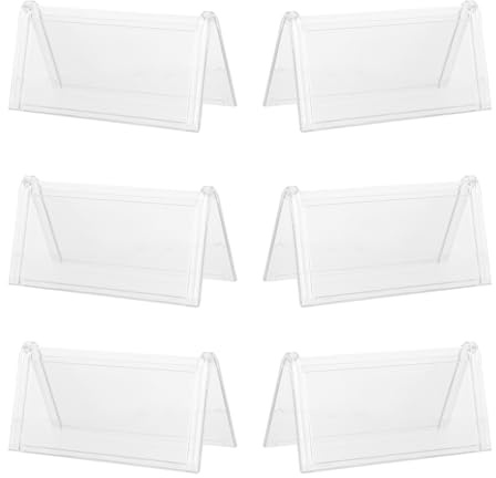 Angoily 6 soportes para nombres: placa de plástico transparente para escritorio, soporte para tarjetas, marco para letreros de escritorio, soporte para mesa, oficina, negocios, conferencias, 62 x 123