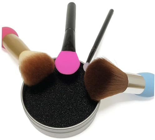 ULTECHNOVO Juego de 7 Esponjas Limpiadoras de Brochas de Maquillaje para Limpieza Seco Caja Compacta 1 Esponja Capa y 6 Recambios de Algodón Herramienta Reutilizable para Eliminación