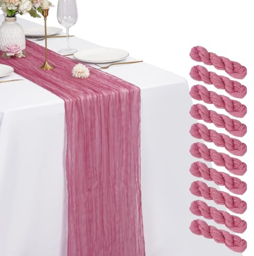 Pesonlook 10 Stück Staubige Rose Käsetuch Tischläufer 55 x 300 cm, 3 m lang