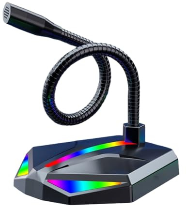 USB-Mikrofon – Mikrofon für Computer, Audio mit Geräuschunterdrückung | Tischmikrofon mit RGB-Beleuchtung, Plug-and-Play-Design für Streaming, Podcasting, Spiele, Aufnahme, Verwendung PC H