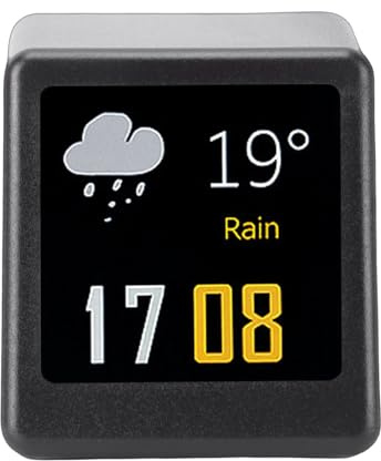 Asixxsix Mini Orologio Digitale, Schermo IPS da 1,54 Pollici con Visualizzazione dell'umidità della Temperatura Meteorologica, Album Fotografico Personalizzabile, per Auto, Ufficio, Casa,