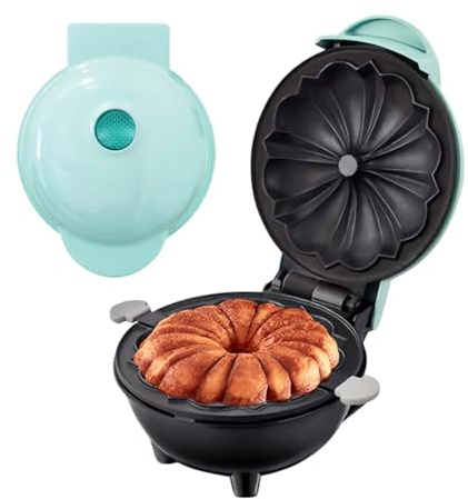 Juebueix Mini Cake Maker with Double-Sided Heating, Non-Stick Electric Waffle Maker for Breakfast, Desserts and Snacks A UK