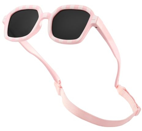 iNszkoos Eleganta babypolariserade solglasögon med rem 6-36 månader spädbarn UV400-skydd solglasögon för baby pojkar flickor flexibla lätta utomhussolglasögon solskydd solskydd för småbarn, Rosa