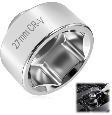 1 Piece Llave de Tubo, Filtro de Aceite, 32 mm 6 Puntos 3/8 Pulgadas Diseno, Herramienta Resistente para Extraer E Instalar Filtros de Aceite, para Mantenimiento Y Reparacion Automotriz (27mm)