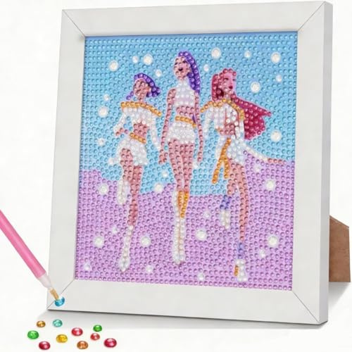 ZYJBD 5D Diamond Painting Demon mit Rahmen, DIY Kpop Diamond Art Set, Kinder Mädchen Erwachsene, Cartoon Mosaikbild Wandbild Arts Craft für Home Wand Decor,Kpop Bastel Kit,Mosaikherstellung, 15x15cm