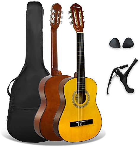 3rd Avenue XF 1/2 Flamencogitarren-Starterset in Junior-Größe für Kinder, Konzertgitarre mit Nylonsaiten, mit Gigbag, Kapodaster und Plektren – in Natur