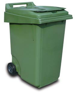 HELGUEFER - Contenedor de Basura 360 Litros Verde con Ruedas | Cubo Basura Reciclaje 110 x 88 x 59 cm | Plástico Resistente, Amplio, Fácil de Limpiar | para Negocios, Urbanizaciones o Domicilios