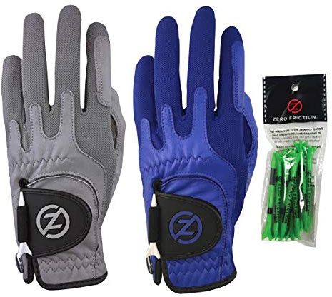 Zero Friction Herren Cabretta Elite Linke Hand Universal-Passform Golfhandschuh 2 Packung, Einheitsgröße, Grau/Blau