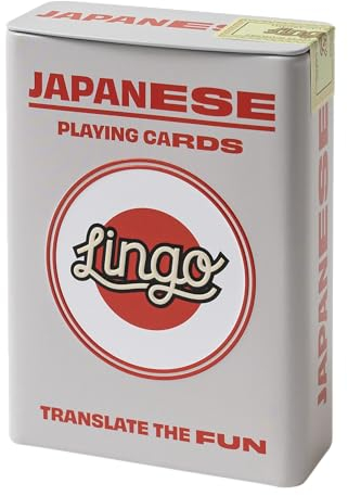 Japanische Lingo Spielkarten in Wayfarer-Blechbox, Reise-Lernkarten, Lerne japanischen Wortschatz auf lustige und einfache Weise, 52 wichtige Übersetzungen