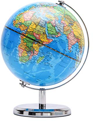 Exerz Schülerglobus 14cm - Englische Karte - Mini Globus Mit einem Metallfuß - Pädagogisch/Geografisch/Dekoration - Lehrmaterial Globen Politische Karte - Durchmesser 14cm