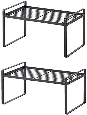 2 Stück Küchenregal Arbeitsplatte Organizer Schrank Ständer Gewürzregal Schrank Speisekammer Regal Organisation und Aufbewahrung für Küche Badezimmer schwarz