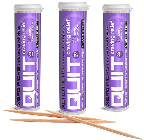 Palillos de dientes con sabor a infusión para ayudar a dejar de fumar - SIN NICOTINA - 60 palillos (3 paquetes) (Berry)