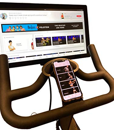 PELOGADGET Phone and Tablet Mount Holder for Original Peloton Exercise Bike | Anti-Slip Steel Tray for iPhone, iPad, and iPad Pro | Sturdy Peloton Bike Accessory for Smartphones - Black