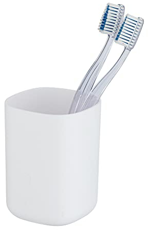 Wenko Vaso de dientes Davos, blanco mate, 10.5 x 7 x 7 cm