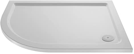 nuie NSR112 Trays Modern Bathroom Slip Resistant Left Hand Offset Quadrant Shower Tray, 800mm x 1200mm, Matt White