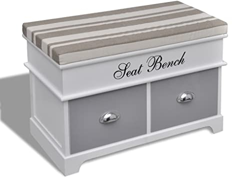 Voupuoda Schrank Sitzbank Truhenbank +Kissen+2 Schublade, Sitzgruppe, Esszimmerbank, Küchenbank, für Esszimmer, Wohnzimmer, Flur