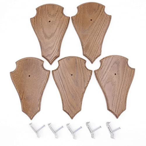 5 Stück Reh Trophäenschilder Spitz Braun groß AF 21 cm x 13 cm mit 5 Stück Gehörnklammern