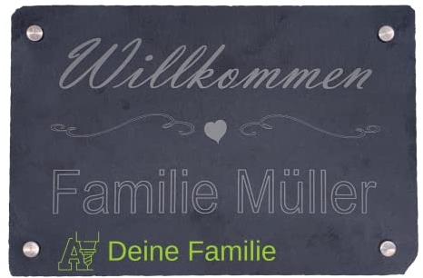 myduct Schiefertafel mit deinem Familienname & Symbol (30x20cm)