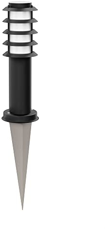 ledscom.de Luz de bolardo PORU con espiga de tierra para exterior, IP44, rejilla, 39cm, negro, incl. lámpara E27 máx. 963lm, blanco cálido