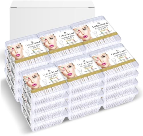 COTTON SOUND GOLD MAKE UP Applicatori Cosmetici Cotonati 24 confezioni x 80 Pezzi, Scatola in Carta Biodegradabile, 100% Puro Cotone Idrofilo, Ideali Trucco e Manicure, Made in Italy
