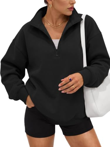 Trendy Queen Women's Oversized Sweatshirts Half Quarter Zip Fleece Sweaters