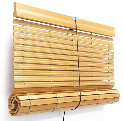 Persiana Alicantina su misura in legno naturale verniciato | Freno e puleggia in metallo | Pertoni TENDE (larghezza 90 cm x 110 cm (lunghezza)