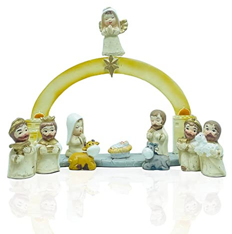 Gesar Presepio di Natale Bianco 11 pezzi 4,5 cm – Presepe Natalizio con Statuine e Personaggi del Presepe – Natività Artigianale, Moderno ed Elegante – Presepi Particolari per Decorazioni Natalizie