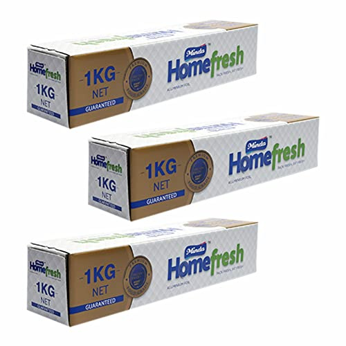 M1SS 3 Rolls Premium Heavy-Duty Kitchen Foil, 18 Micron Aluminium Foil Roll, 300mm x 64m | 64M/1kg High-Quality Food Service & Catering Foil | Ideal for Home & Professional - 1kg Gross