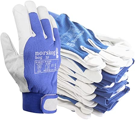norskog BOG Arbeitshandschuhe Lederhandschuhe für Herren Handschuhe Schutzhandschuhe Gartenhandschuhe Montagehandschuhe Bauhandschuhe Lagerhaus Garten Baustelle LKW-Fahrer Heimwerker 6 Paare Gr. 9
