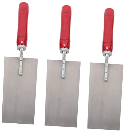 Cabilock Lot De 3 Truelles De Maçonnerie En Acier Inoxydable, Coupe-mastic Léger, Manche En Bois Rouge, Spatules à Plâtre Grosse Taille, Outils De Pose Carrelage Pour Finition Professionnelle