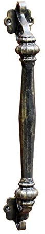 UHRIG Schmiedeeisen Schiebetürgriff 44 cm antik Gold Schwarz, Türgriff für Haustür, Scheunentor usw.