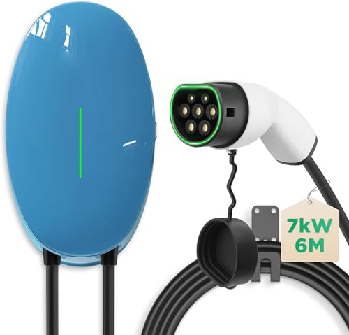 EIDYBOX Typ 2 Ladekabel 6M Ladegerät Elektroauto Wallbox 7,2KW Home Ladestation 32A Einphasig EV Charger, Wasserdicht IP66