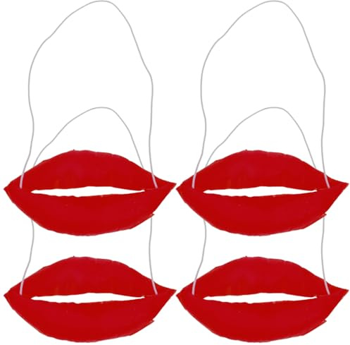 EXCEART 4 Stück Cosplay-zubehör Rote Lippen-mund-requisite Karneval-zirkus-mund Halloween-scherz-requisiten Halloween-lippe Cosplay Clown Mund Lesezeichen Rubbel Plastik Maske Wurst | Lustige Cosplay Lippenmaske für Karneval, Maskerade, Kostümparty und Scherzartikel