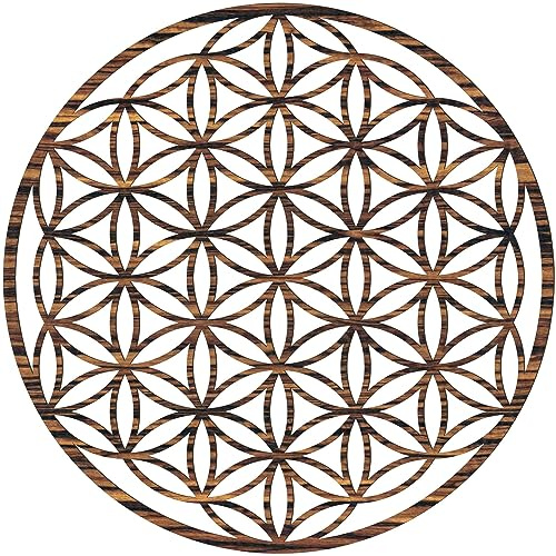 Blume des Lebens Wanddeko Holz Ø 39 cm – Ebenholz-Optik – Handgemacht