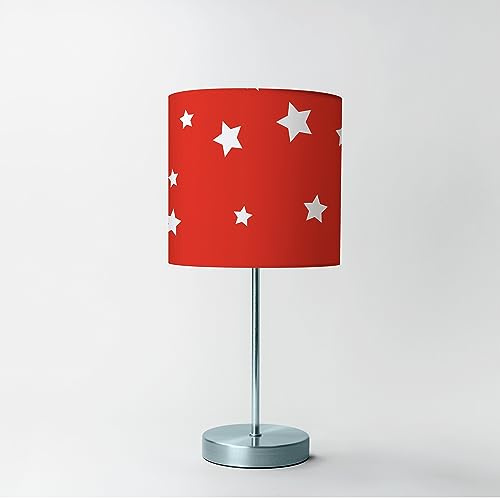 Happy Linen Company Lampenschirm für Mädchen und Jungen, Retro-Stil, Zylinderform, 18 x 21 cm, Rot