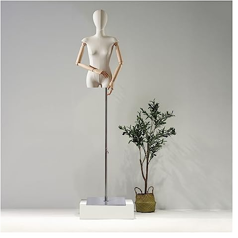 schneiderpuppe Schneiderpuppe Damenbüste Weiblich Mit Kopf Und Holzhänden, Schneiderbüste Schaufensterpuppe Torso Für Kleidung, Schmuck, Höhe Verstellbar 56'' - 80'' for Clothing Shop Dresses ( Size :